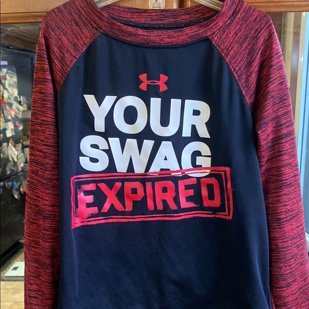 Under Armour Kids' Size 4 Red and Black Graphic Athletic Top
